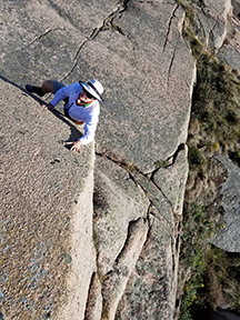 Scrambling up Rocks on Island